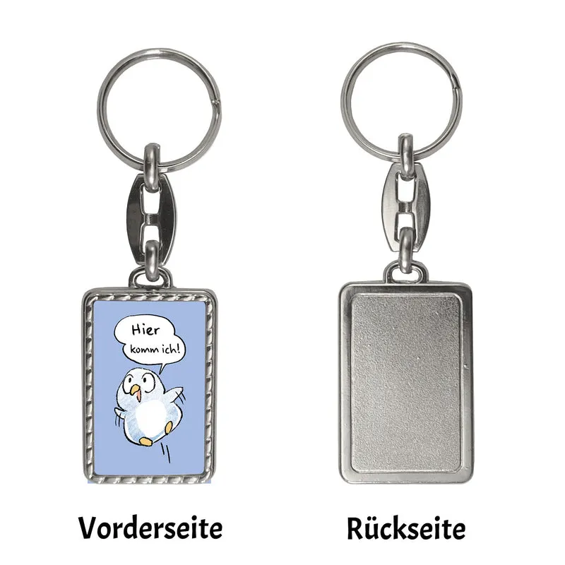 Baby Pinguin Schlüsselanhänger mit Spruch Hier komm ich