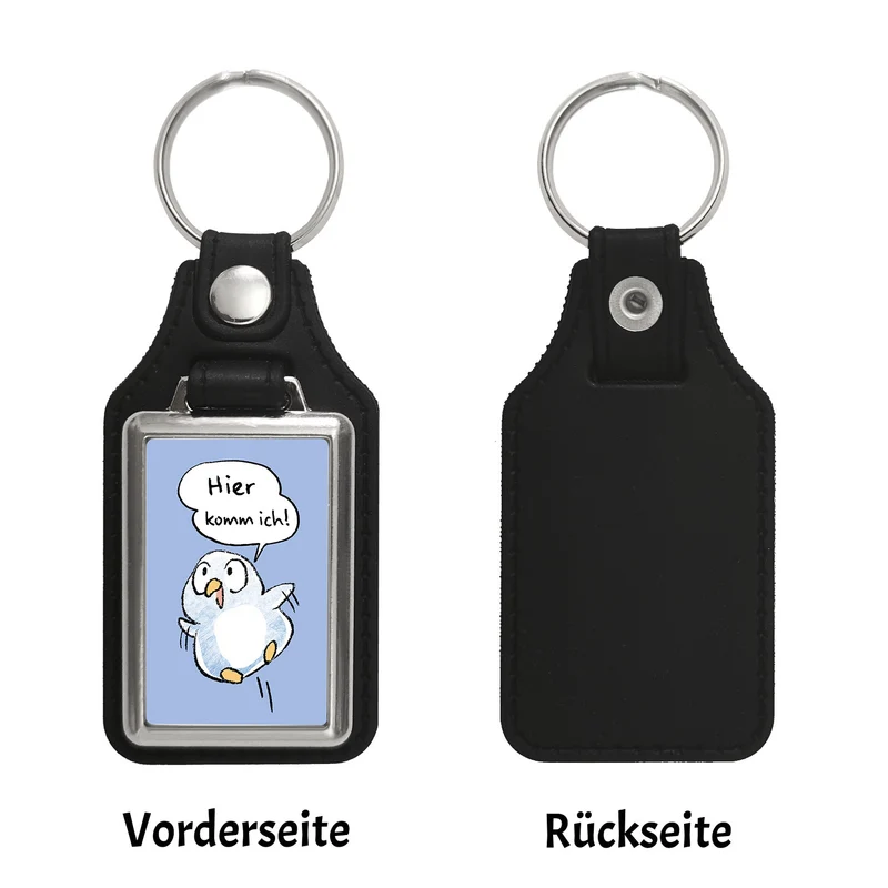 Baby Pinguin Schlüsselanhänger mit Spruch Hier komm ich