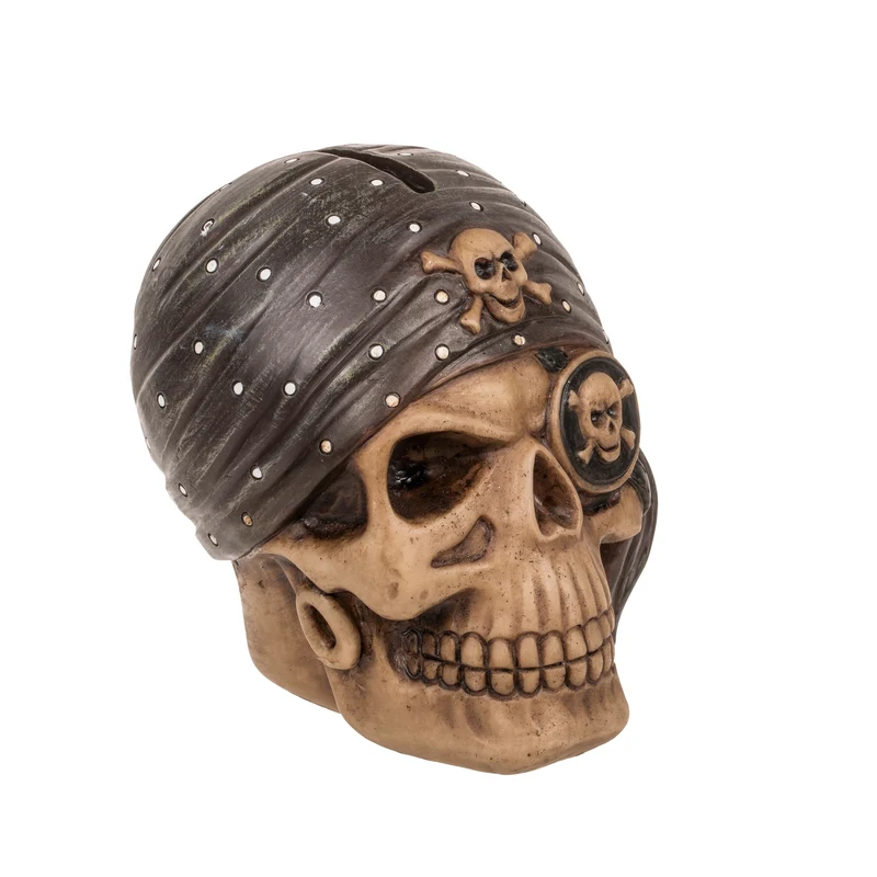 Pirat Totenkopf Spardose mit Augenklappe
