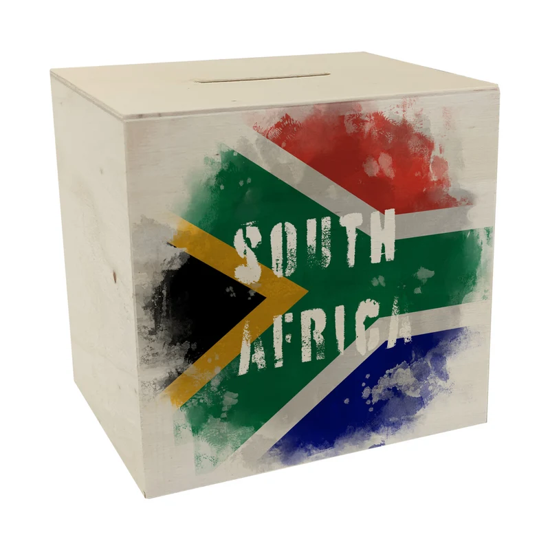Spardose Südafrika-Flagge im Used Look - Sparschwein für Urlauber