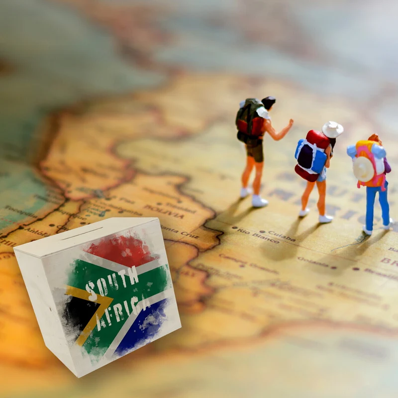 Spardose Südafrika-Flagge im Used Look - Sparschwein für Urlauber