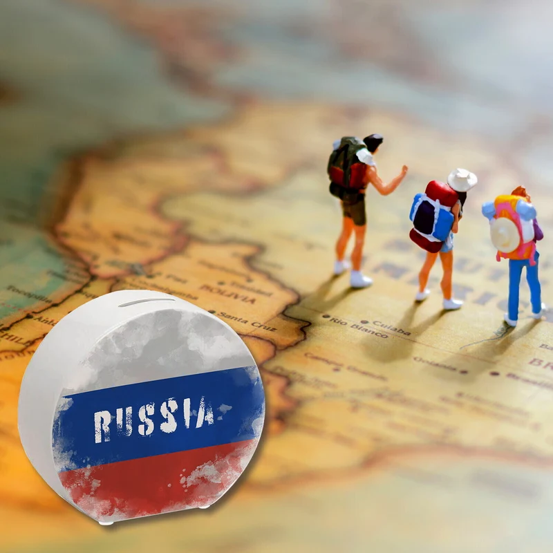 Spardose mit Russland-Flagge im Used Look - Sparschwein für Urlauber