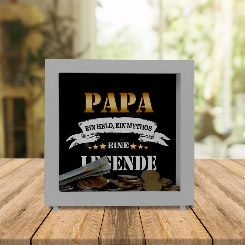 Papa ein Held ein Mythos eine Legende Spardose