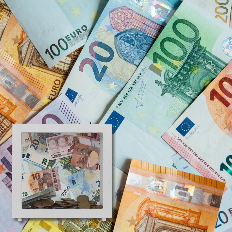 Euro Spardose für Geldscheine und Münzen