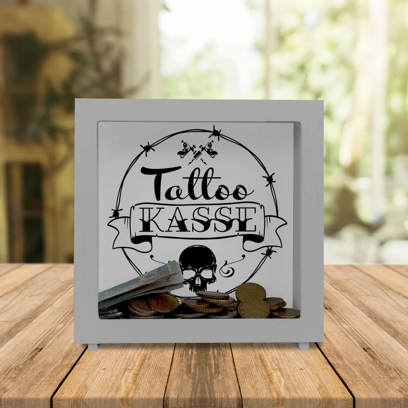 Spardose aus Keramik mit coolen Tattoo-Motiven - Tattookasse