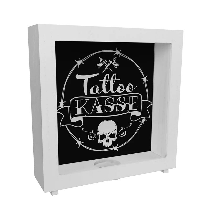 Spardose aus Keramik mit coolen Tattoo-Motiven - Tattookasse