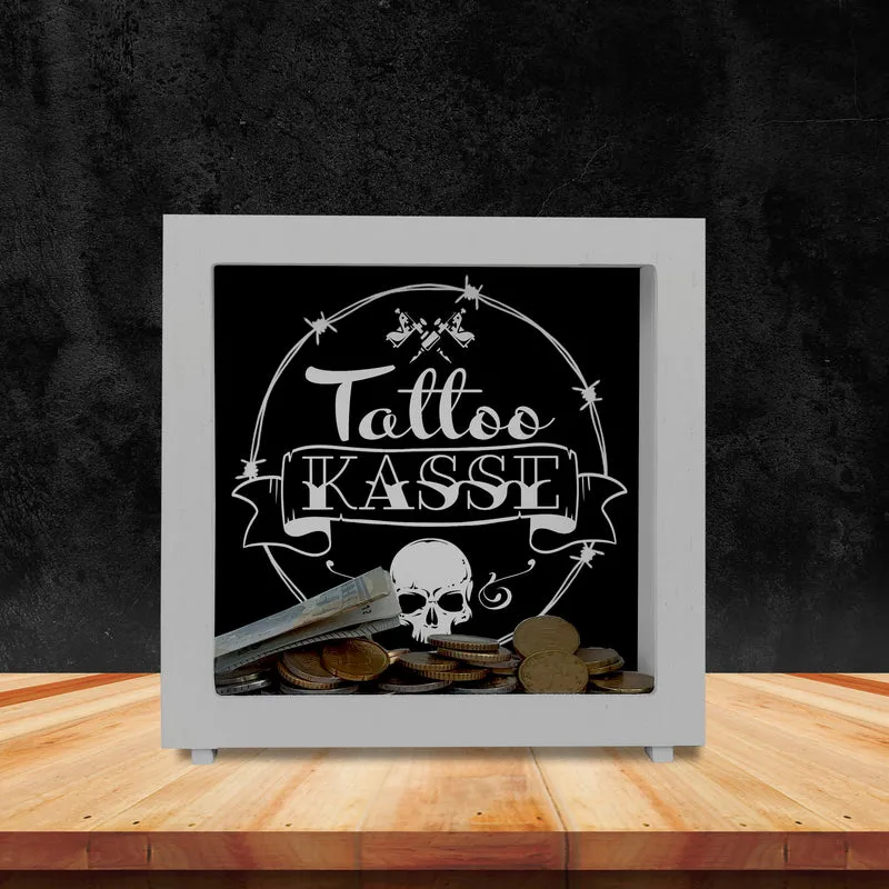 Spardose aus Keramik mit coolen Tattoo-Motiven - Tattookasse
