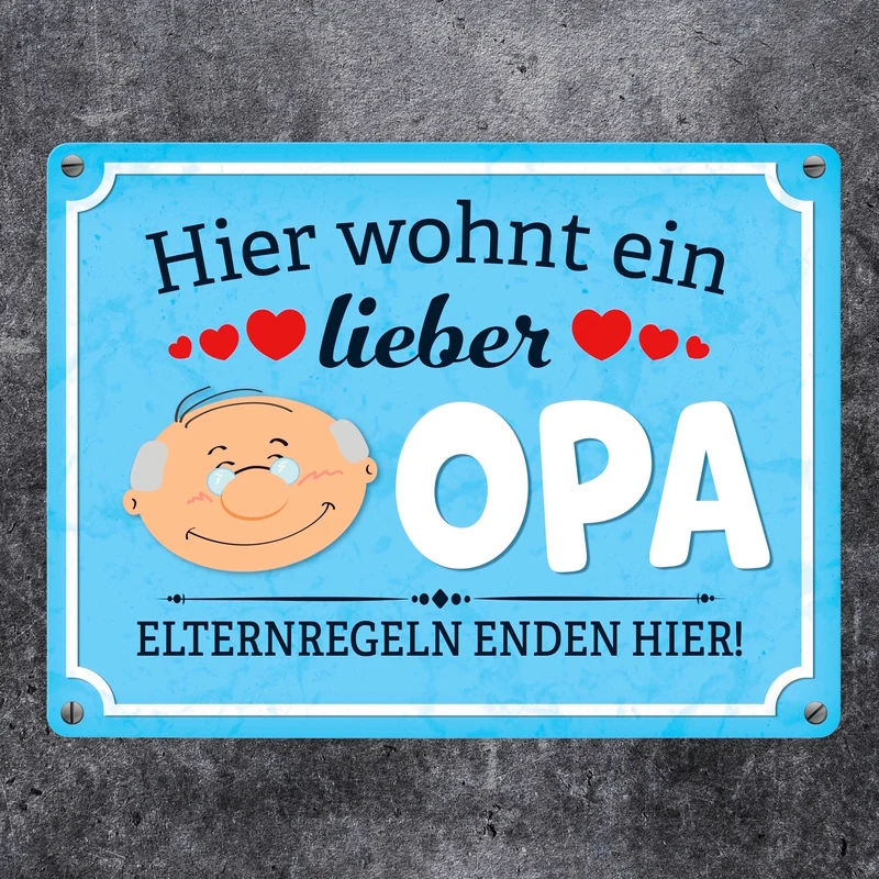 Hier wohnt ein lieber Opa Metallschild