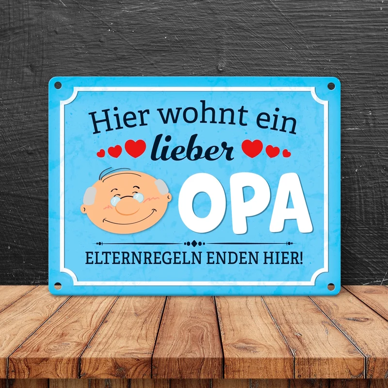 Hier wohnt ein lieber Opa Metallschild