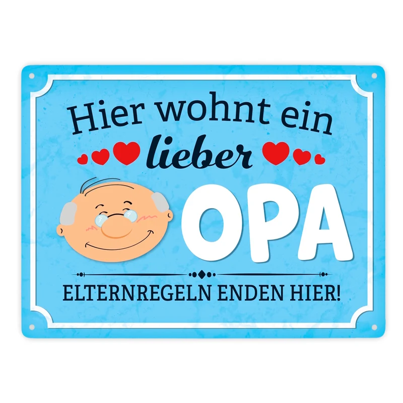 Hier wohnt ein lieber Opa Metallschild