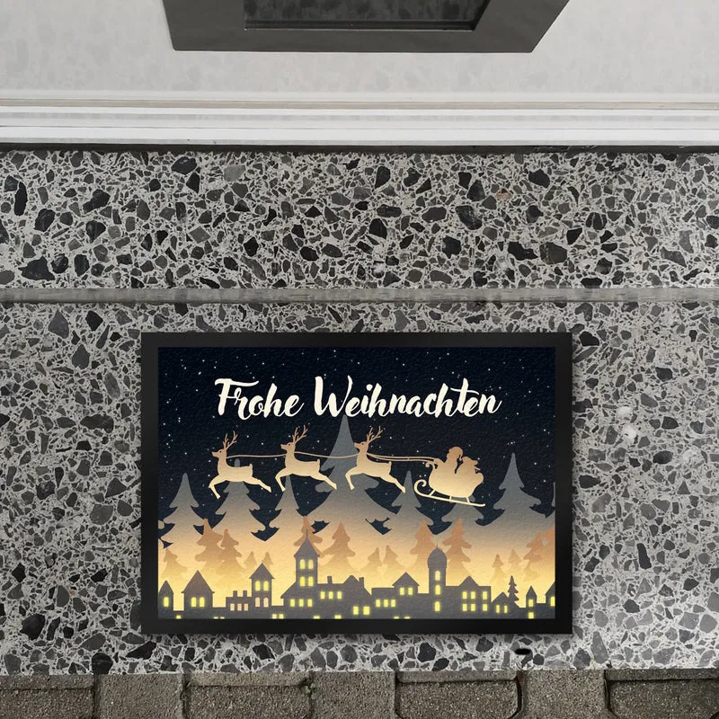 Frohe Weihnachten Skyline Fußmatte