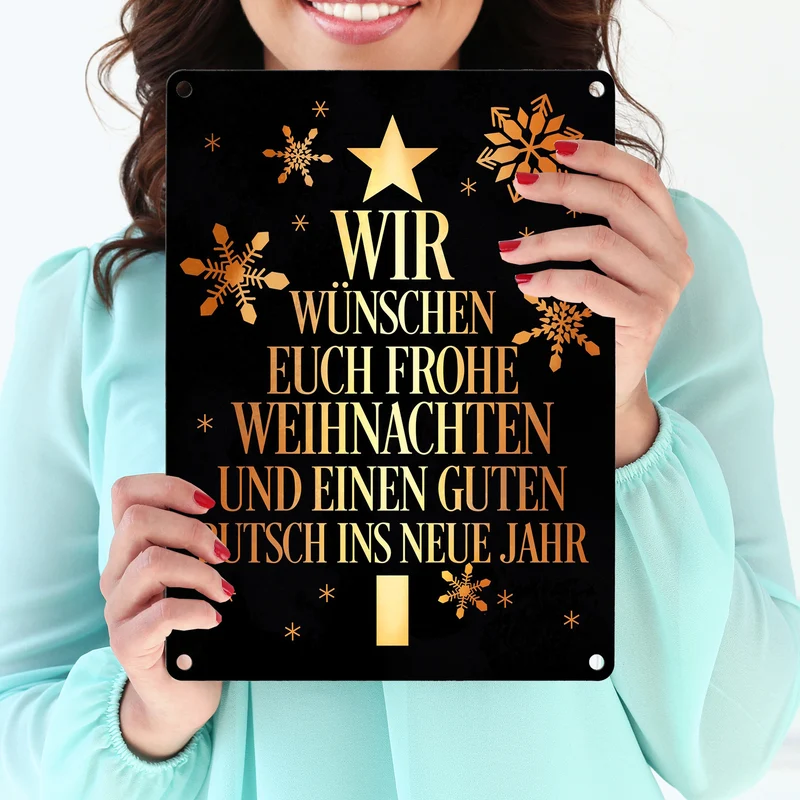 Frohe Weihnachten & einen guten Rutsch Christbaum Metallschild