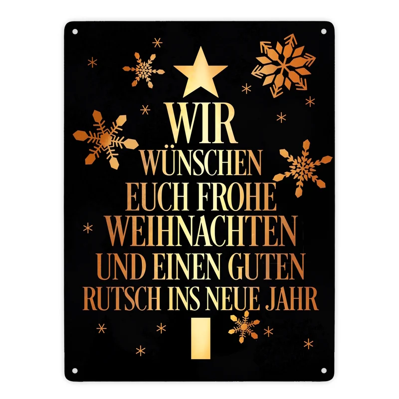 Frohe Weihnachten & einen guten Rutsch Christbaum Metallschild