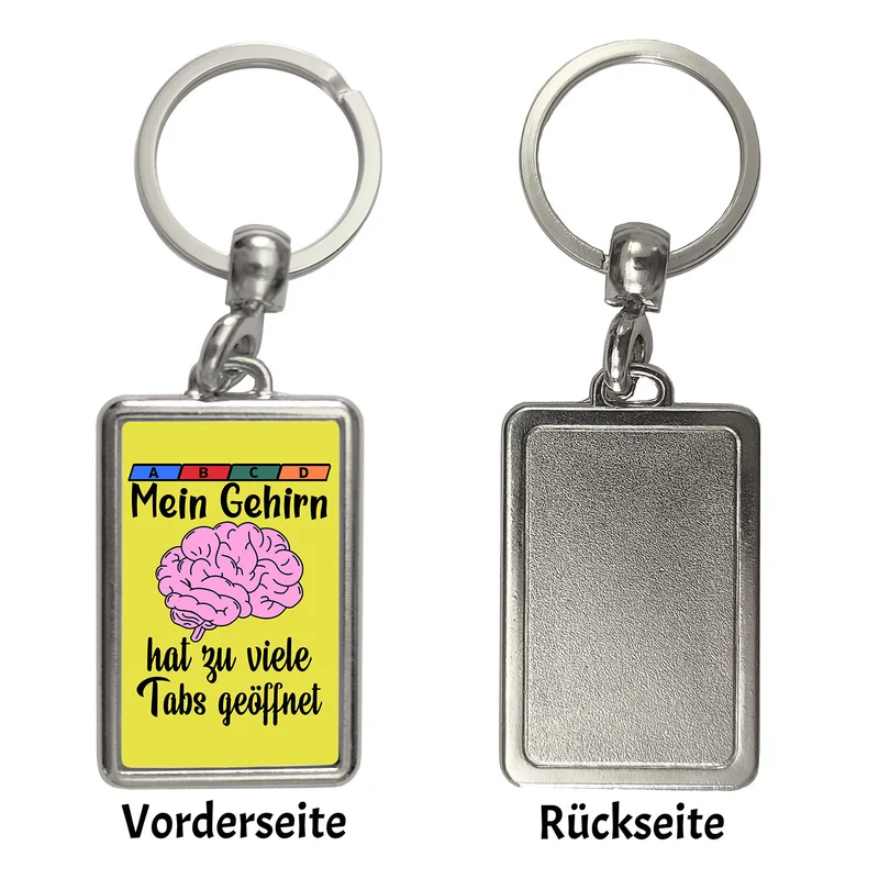 Gehirn Schlüsselanhänger mit Spruch für Vielarbeiter