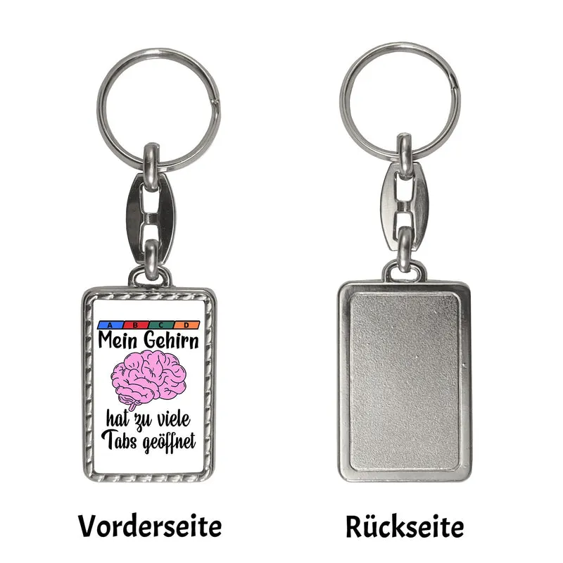 Gehirn Schlüsselanhänger mit Spruch für Vielarbeiter