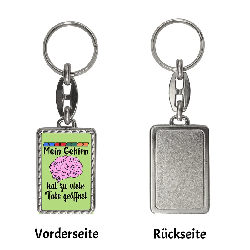 Gehirn Schlüsselanhänger mit Spruch für Vielarbeiter