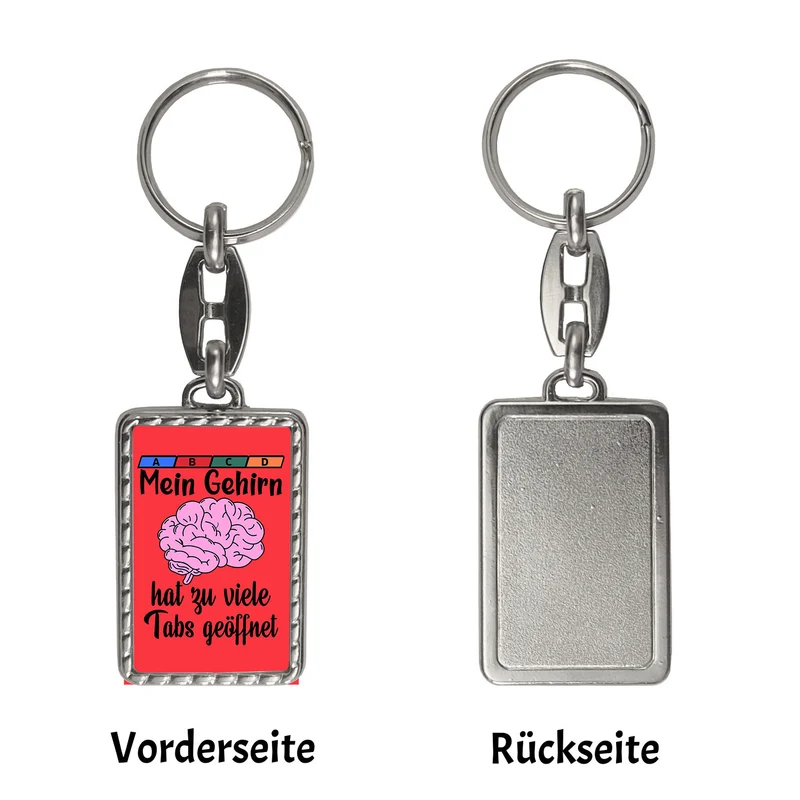 Gehirn Schlüsselanhänger mit Spruch für Vielarbeiter