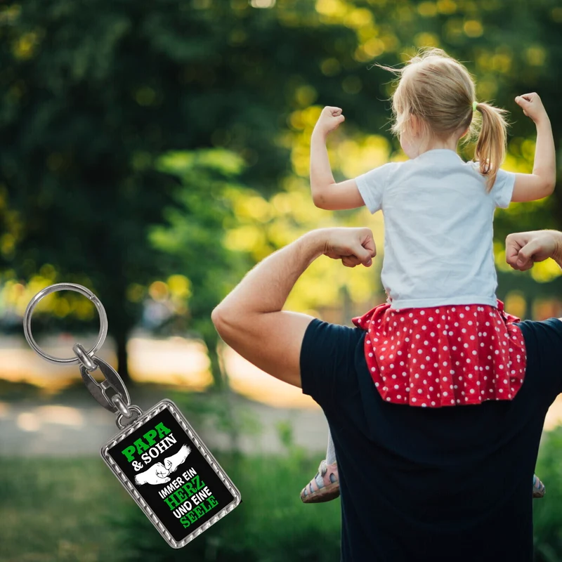 Papa & Sohn ein Herz und eine Seele Schlüsselanhänger mit Spruch
