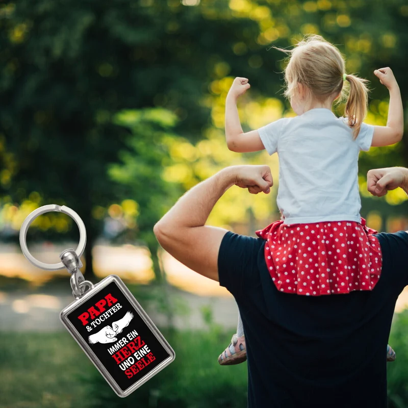 Papa & Tochter ein Herz und eine Seele Schlüsselanhänger mit Spruch