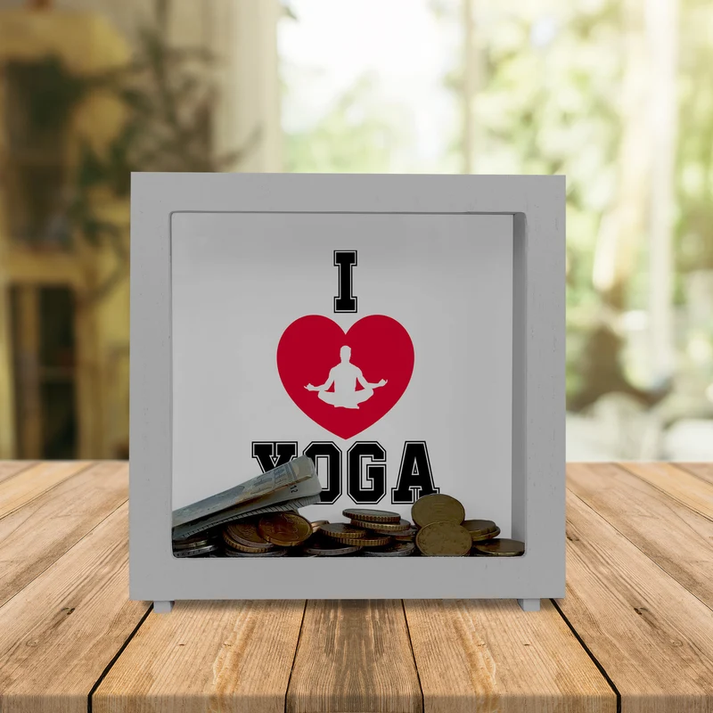 I love Yoga Spardose für Yogalehrer