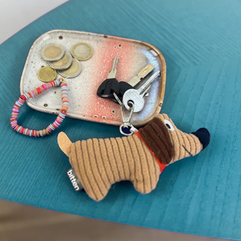 Dackel Schlüsselanhänger zum Kuscheln mit Karabinerhaken