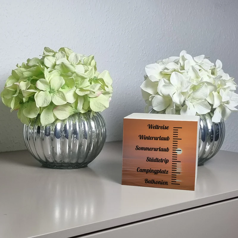 Urlaubsziele Spardose mit Spruch