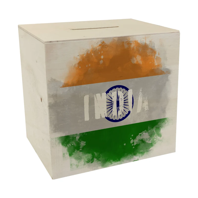 Spardose mit Indien-Flagge im Used Look - Sparschwein für Urlauber