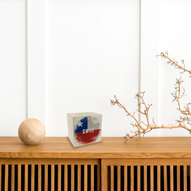 Spardose mit Chile-Flagge im Used Look - Sparschwein für Urlauber