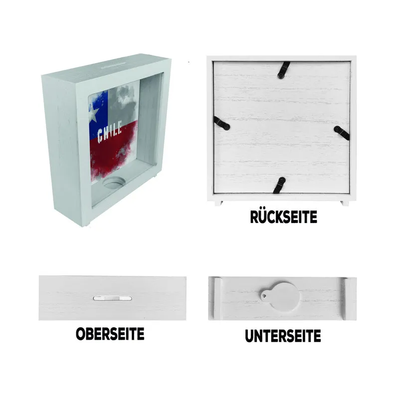 Spardose mit Chile-Flagge im Used Look - Sparschwein für Urlauber