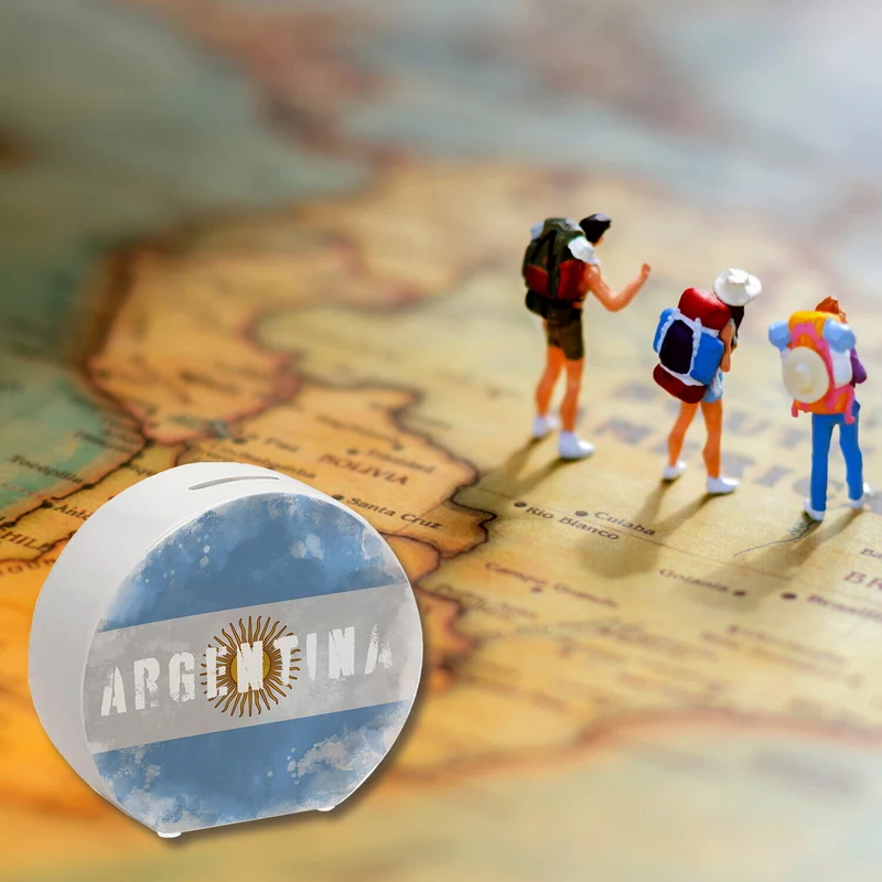 Spardose mit Argentinien-Flagge im Used Look - Sparschwein für Urlauber