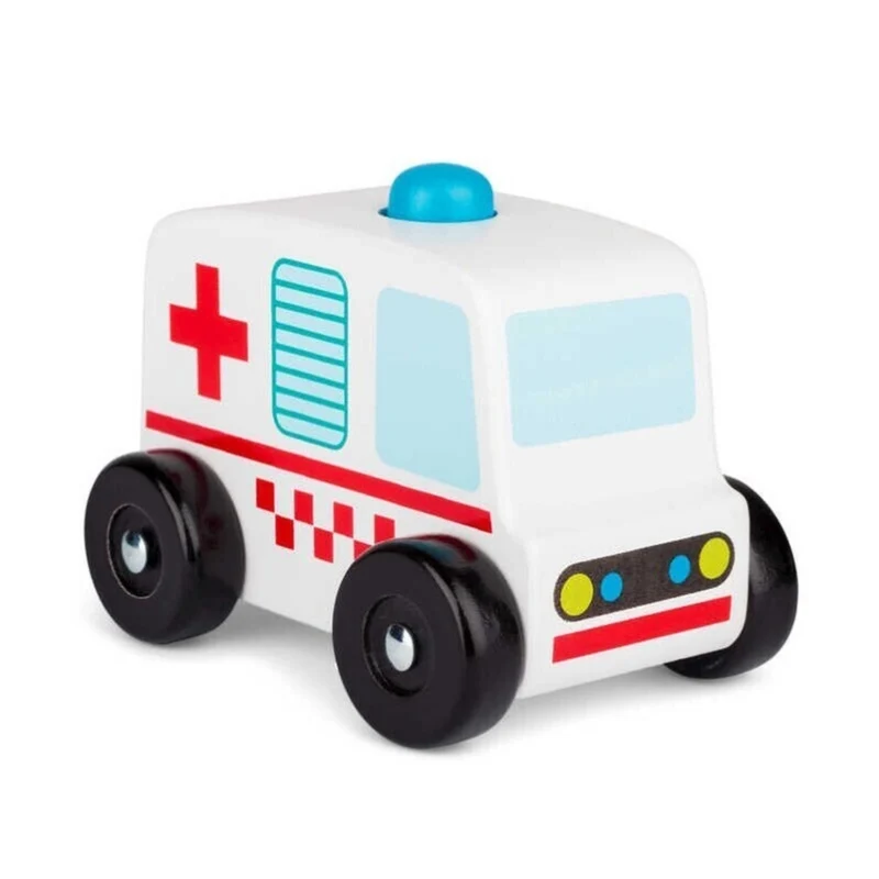 Krankenwagen Spielzeugauto aus Holz mit Sound