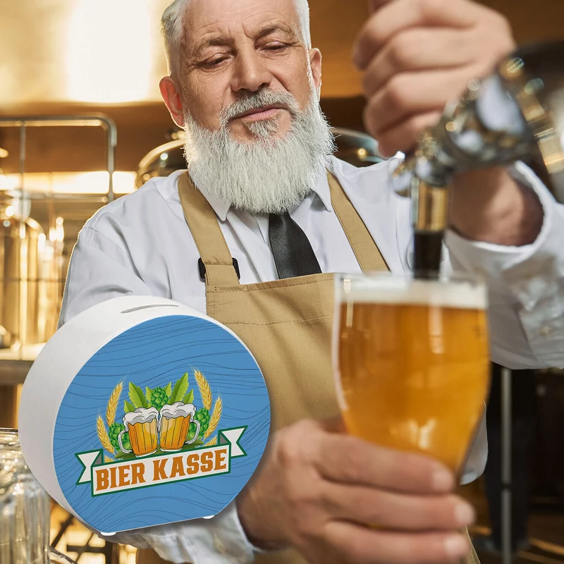 Bier Kasse Spardose mit Hopfen und Ähren