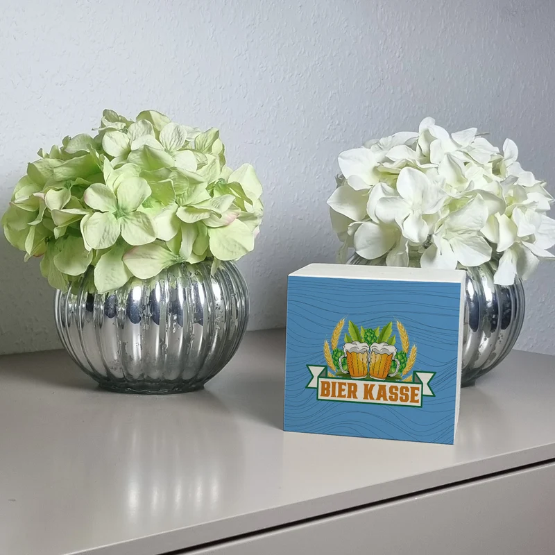 Bier Kasse Spardose mit Hopfen und Ähren