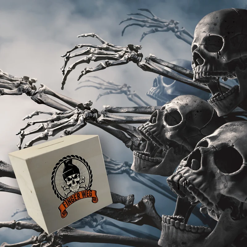 Totenkopf Finger Weg Spardose
