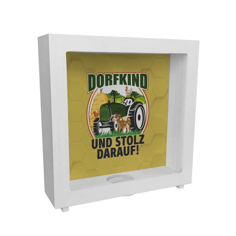 Dorf Spardose mit Spruch Dorfkind und stolz darauf