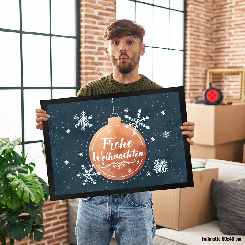 Frohe Weihnachten Christbaumkugel Fußmatte