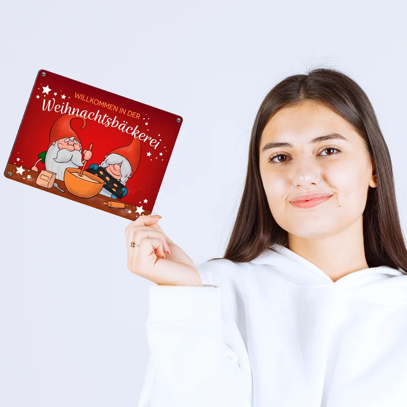 Willkommen in der Weihnachtsbäckerei Metallschild