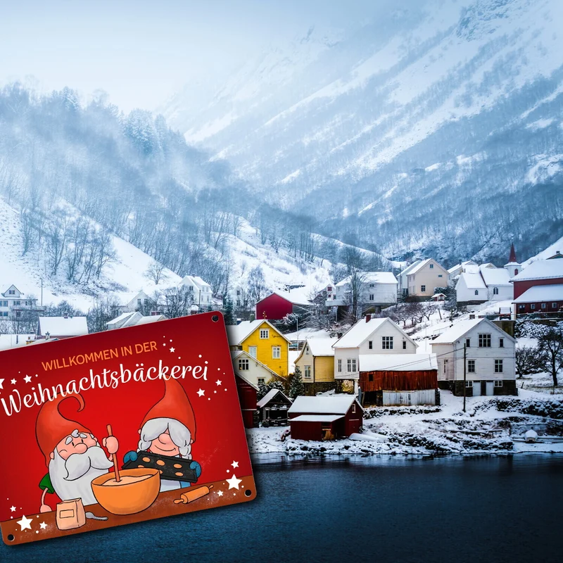 Willkommen in der Weihnachtsbäckerei Metallschild