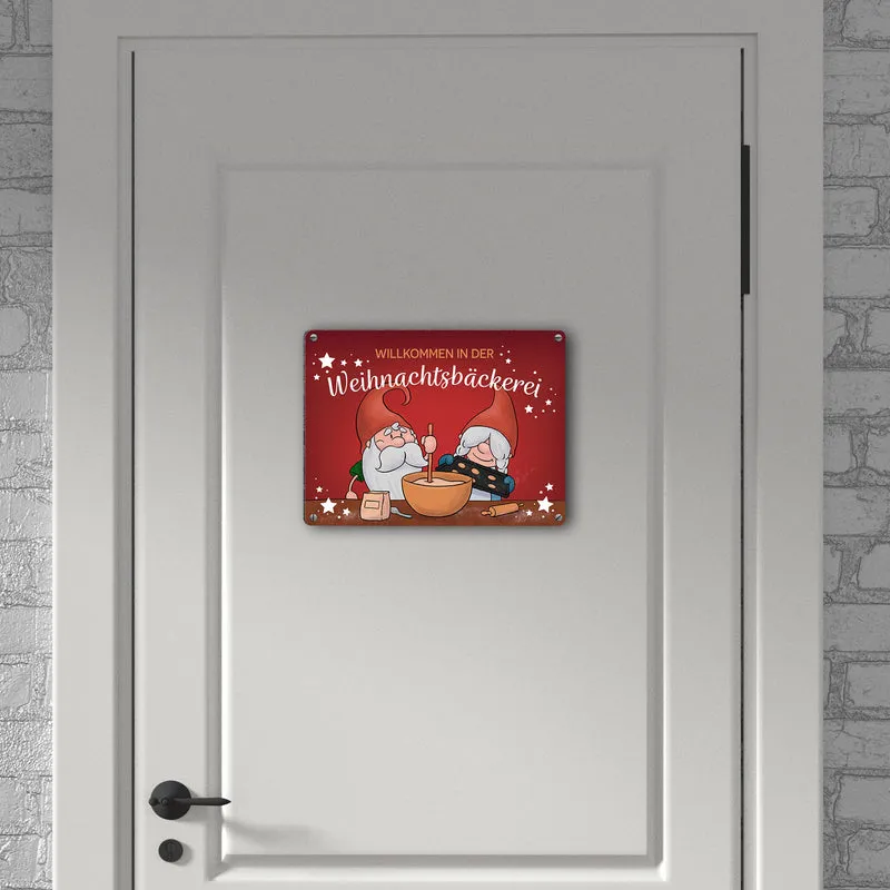 Willkommen in der Weihnachtsbäckerei Metallschild