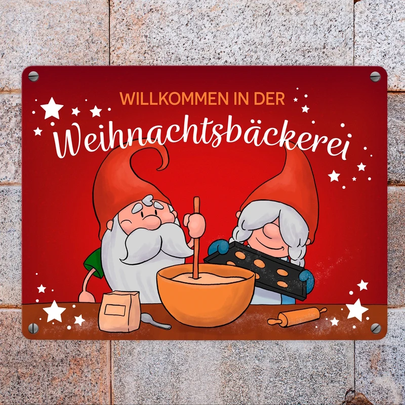 Willkommen in der Weihnachtsbäckerei Metallschild