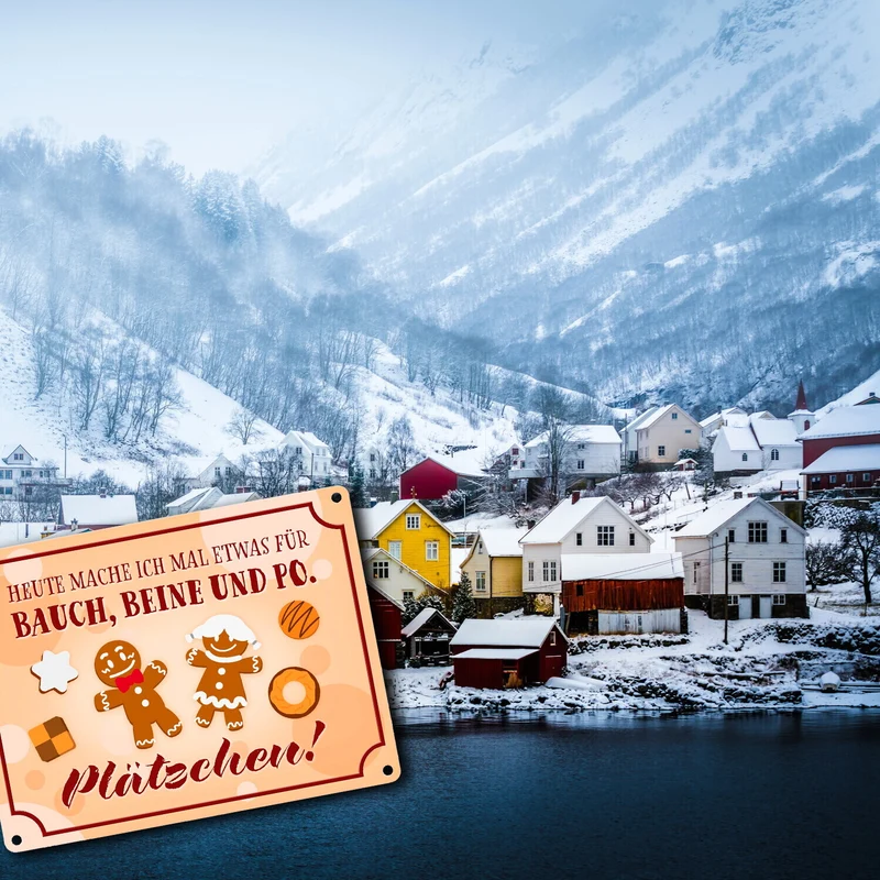 Heute mache ich Plätzchen Metallschild mit Lebkuchenfiguren
