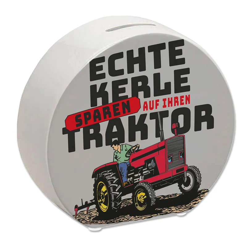 Echte Kerle sparen auf ihren Traktor Spardose für Landwirte
