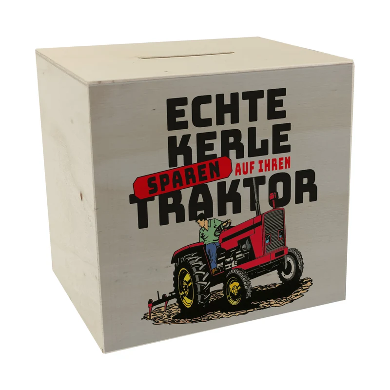 Echte Kerle sparen auf ihren Traktor Spardose für Landwirte