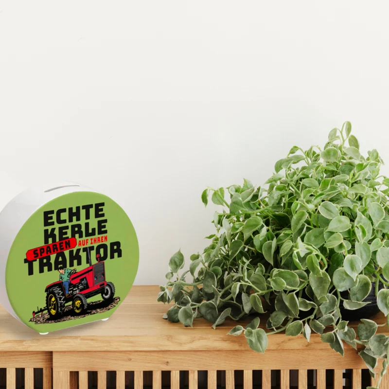 Echte Kerle sparen auf ihren Traktor Spardose für Landwirte