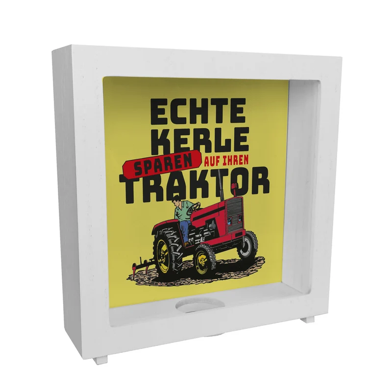 Echte Kerle sparen auf ihren Traktor Spardose für Landwirte