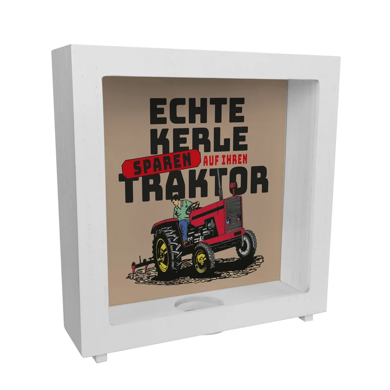 Echte Kerle sparen auf ihren Traktor Spardose für Landwirte