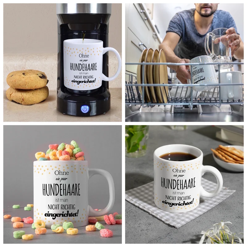 Ohne ein paar Hundehaare ist man nicht richtig eingerichtet! Kaffeebecher