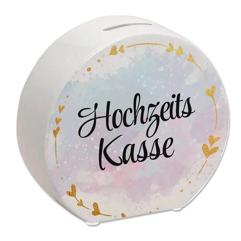 Hochzeit Spardose mit dekorativem Design und goldenen Herzen - Hochzeitskasse