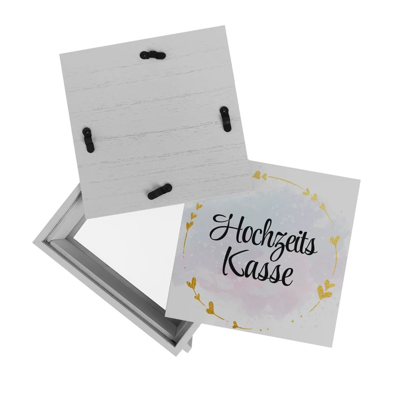 Hochzeit Spardose mit dekorativem Design und goldenen Herzen - Hochzeitskasse