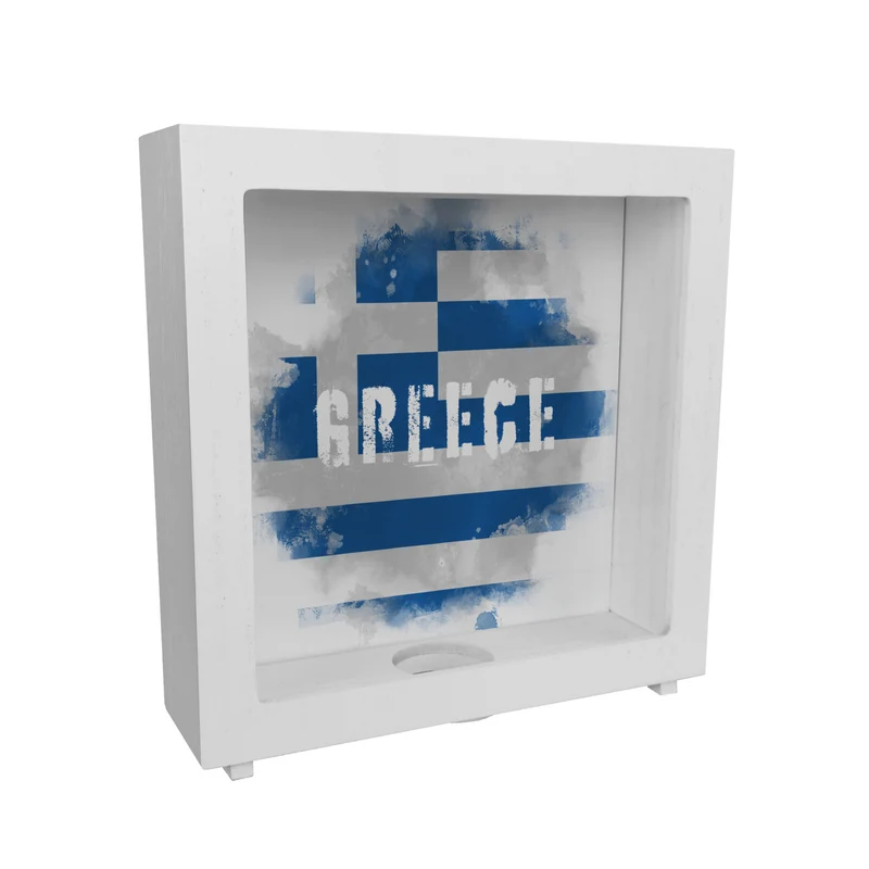 Spardose mit Griechenland-Flagge im Used Look - Sparschwein für Urlauber